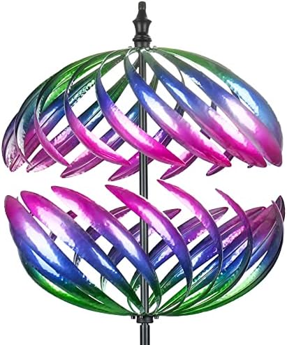 MUMTOP Wind Spinner Outdoor 360° Dual-Rotation Metal Wind Sculpture, Purple by MUMTOP