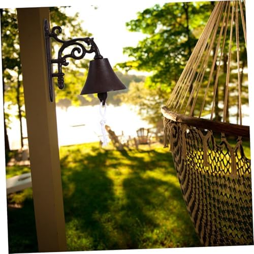 Rustic Cast Iron Wall Hanging Bell with Bracket Mount Vintage Multi-Purpose Doorbell for Garden Patio Indoor Outdoor Use Weather-Resistant Dinner Bell with Clear Loud Sound - Image 4