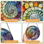 Rainbow Shell Spiral Suncatcher,Coastal Beach Stained Glass Window Hanging,8 Inch Indoor Outdoor Garden Sun Catchers,Sea Art Suncatchers for Windows Hanging,Christmas Birthday Gifts for Mom Grandma - Image 6