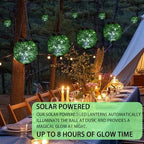 Solar Hanging Lantern Outdoor Garden Lights, Round Glass and Metal Hanging Lantern, 15 Firefly LED Lights, 7 x 20 Inch (Green) - Image 4