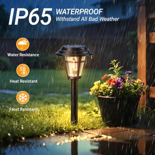 LETMY Solar Pathway Lights Outdoor, 8 Pack Solar Garden Lights Outdoor Waterproof, Auto On/Off Solar Powered Landscape Path Lights, Outdoor Solar Lights for Yard Lawn Patio Walkway Driveway - Image 5