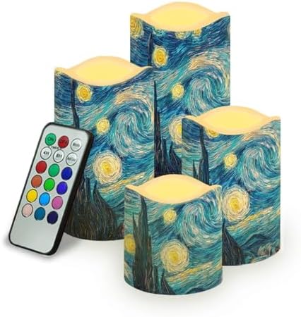Starry Night Plastic Flameless Candles with Remote Control and Timer LED Flickering Battery Electric Pillar Candles for Table Decoration by Uorisanigo
