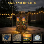 Solar Lantern Outdoor Waterproof Stained Glass Cottage Flower Garden Scenic Hillside Garden Decor LED Hanging Solar Lights Tabletop Lamp Gifts for Women Mom Outside Yard Patio Porch - Image 2