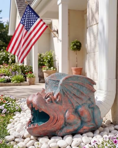 Gothic Gargoyle Gutter Guardian Rain Downspout Extension Outdoor Statue, 12 Inch High, Cast Stone Resin, Bronze Stone Finish for 3"x4" Decorative Gutter Extension - Image 5