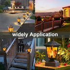 Dynaming 4 Pack Solar Flame Post Lights Outdoor, Solar Powered Lamps Fence Post Cap Lights, Flickering Flame LED Lantern Waterproof for Garden Deck Patio, Fit 4x4, 5x5 or 6x6 Wooden Posts, Bronze - Image 5