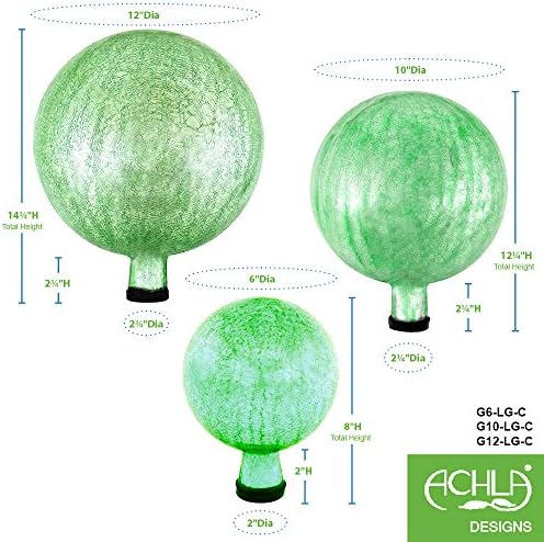 Achla Designs G6-LG-C, Light Green 6-Inch Crackle Gazing Globe Ball, 6 - Image 3