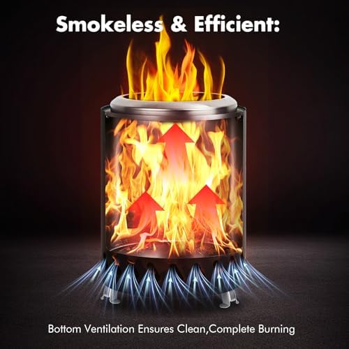 9.7 x 7.1 Inch Tabletop Fire Pit by AmazStove, Low Smoke Camping Stove for Outdoor Safe Burning Firepits, Fueled Pellets or Wood, Travel Bag Included (Black, 9.7 x 7.1 INCH) - Image 3