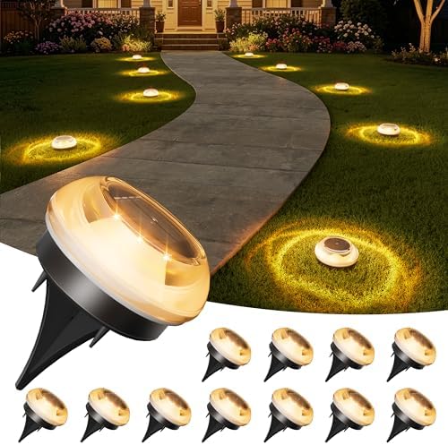 VOLISUN Mini Solar Pathway Lights Outdoor,12 Pack Flat Solar Ground Lights by VOLISUN