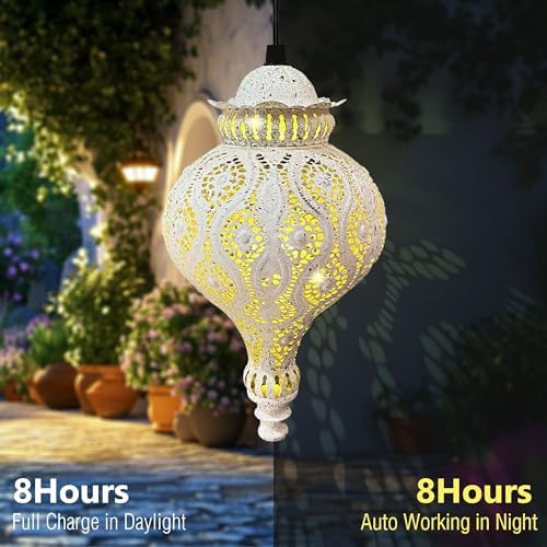 Moroccan Solar Lanterns Outdoor Waterproof Hanging Garden Decor - Image 5