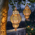 Hanging Solar Lantern Outdoor Decor 2Pack, 9.5In Moroccan LED Lights for Outside Garden Decorations, Waterproof Solar Lanterns Garden Gifts for Mom, Women, Patio, Yard (Copper) by AIINY