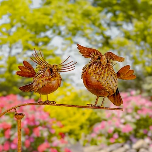 Zaer Ltd. Metal Balance Stakes with Feathered Style Metal Birds (Warren & Walt) - Image 2