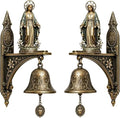 Our Lady of Grace Bronze Medal Wall Bell, Catholic Religious Home Garden Decor,Virgin Mary Hanging Prayer Bell,Vintage Mary Statue Brass HandBell,Church Porch Prayer Chapel Entryway Devotional Gift by Unknown