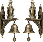 Our Lady of Grace Bronze Medal Wall Bell, Catholic Religious Home Garden Decor,Virgin Mary Hanging Prayer Bell,Vintage Mary Statue Brass HandBell,Church Porch Prayer Chapel Entryway Devotional Gift by Unknown