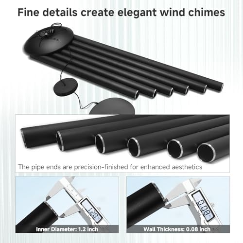 45" Large Wind Chimes for Outside, 6 Thick and Bold Aluminum Tubes (Black) - Image 3