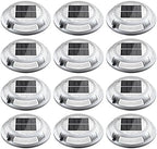 Solar Driveway Lights, 12 Pack Heavy Duty Driveway Lights Solar Powered 2 Color Mode (Cool/Warm White) IP68 Waterproof Outdoor Solar Deck Lights with Ground Stake for Pathway Garden Yard Walkway Dock by NIBUUECER