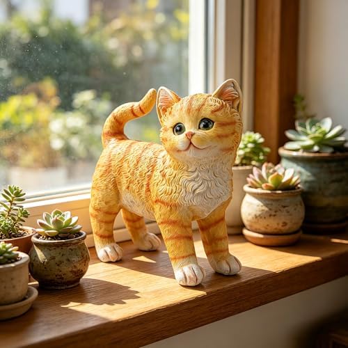 Teaeeno Real Bengal Cat Garden Statue - Resin Realistic Cat Sculpture, Pet Loss Memorial Stone, for Cat Lovers, Indoor/Outdoor Decor, Animal Figurine for Yard Ornaments - Image 5