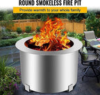 21.5-28.5" Smokeless Outdoor Fire Pit Stove Wood Campfire Grill for Outside Stainless Steel,Silver,21.5 Inch - Image 7