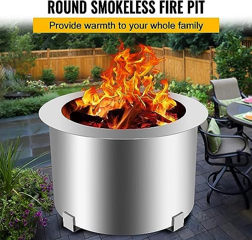 21.5-28.5" Smokeless Outdoor Fire Pit Stove Wood Campfire Grill for Outside Stainless Steel,Silver,21.5 Inch - Image 7