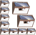 Peasur Solar Lights for Outside [10 Pack/140LED/Brown], Motion Sensor Outdoor Lights Ultra-Bright, Solar Security Light 3 Working Modes, Waterproof for Outside Garden Yard by Peasur
