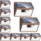 Peasur Solar Lights for Outside [10 Pack/140LED/Brown], Motion Sensor Outdoor Lights Ultra-Bright, Solar Security Light 3 Working Modes, Waterproof for Outside Garden Yard by Peasur