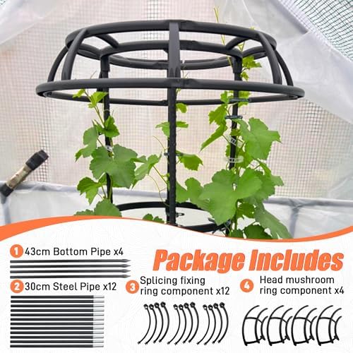 65 Inch Garden Trellis for Climbing Plants Outdoor, Mushroom Top Trellis for Potted Plants, Vines, Roses, Clematis, and Vegetables, Plant Trellis Support 1 Pack - Image 6