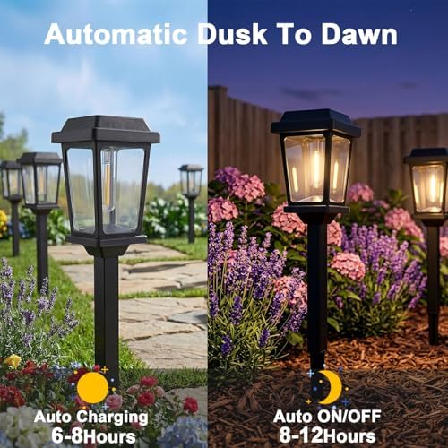 Solar Lights Outdoor, 8 Pack Solar Pathway Lights Outdoor, Waterproof Auto On/Off Garden Lights for Yard, Landscape Path, Walkway, Driveway Decor (3000K Warm White) - Image 4