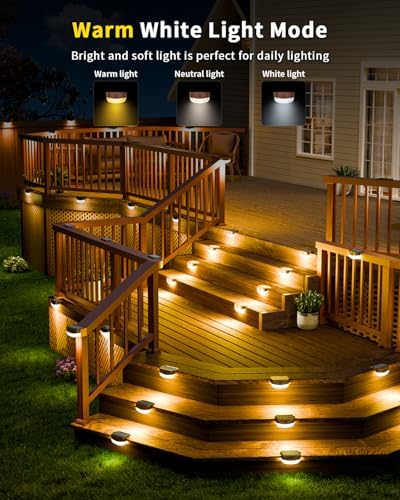 12 Pack Color Changing Solar Fence Lights with Remote, Solar Deck Lights - Image 4