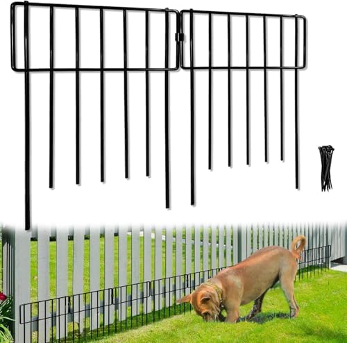 Thrivinest 30 Pack Animal Barrier Fence, No Dig Fence Decorative Fences, Rustproof Metal Small Garden Fence Border for Dogs Rabbits (Black, 30 Pack,30Ft) by Thrivinest