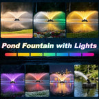 Pond Fountain Aerator, with 2 RGB Lights 1HP 110V 15000 GPH Pond Fountain Pump with Lights, Fully Automatic Lake Floating Fountain, 100 FT Power Cord, Pond Fountains for Small Large Ponds Lake - Image 2