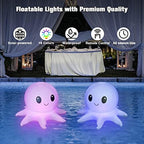 Solar Floating Pool Light w/Remote, 2 Pack 16 Colors Inflatable Octopus - Image 5