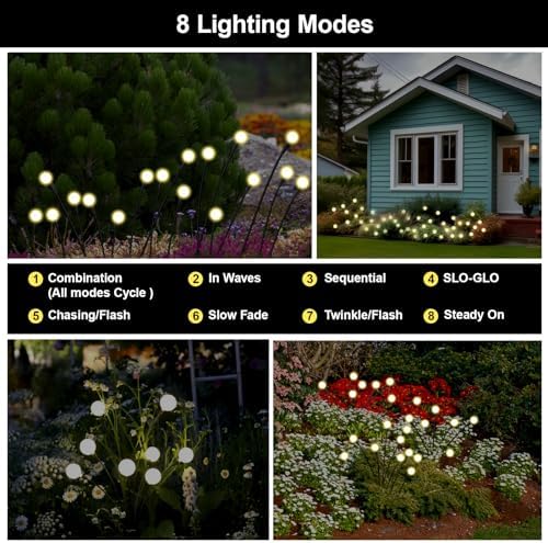 Solar Firefly Lights Outdoor Swaying Garden Decor Warm White 6 PK - Image 3