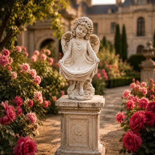21" Resin Angel Statue, Outdoor Garden Statue Cherub Decor with Wings by Guioiby