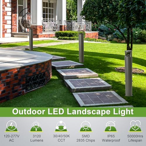 LED Bollard Landscape Light, 42-inch 24W, Bronze, 3CCT Selectable - Image 2