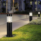 Modern Outdoor Bollard Light Fixture, 23.62-inch Black Waterproof LED Pathway Lighting, Contemporary Landscape Post Lamp for Garden, Driveway, Patio, Walkway, Yard Die-Cast Aluminum - Image 3