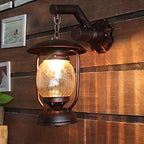 Rustic Chandelier Vintage Industrial Style Metal Lantern Light Creative Aisle Balcony Loft Kerosene Lamp Iron Wall Sconce Vintage Wall Lights Coal Oil Lamp with Glass Shade Lights Fixture E27 - Image 3
