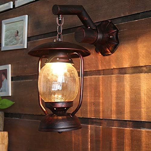 Rustic Chandelier Vintage Industrial Style Metal Lantern Light Creative Aisle Balcony Loft Kerosene Lamp Iron Wall Sconce Vintage Wall Lights Coal Oil Lamp with Glass Shade Lights Fixture E27 - Image 3
