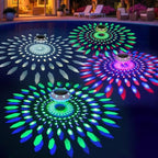 Floating Pool Lights w/Remote, 6.5" Upper & Lower Dynamic LED Color Changing Solar Pool Lights that Float, IP68 Waterproof Solar Floating Light for inground Pools Wedding Party Decor(4) by Pooldecor