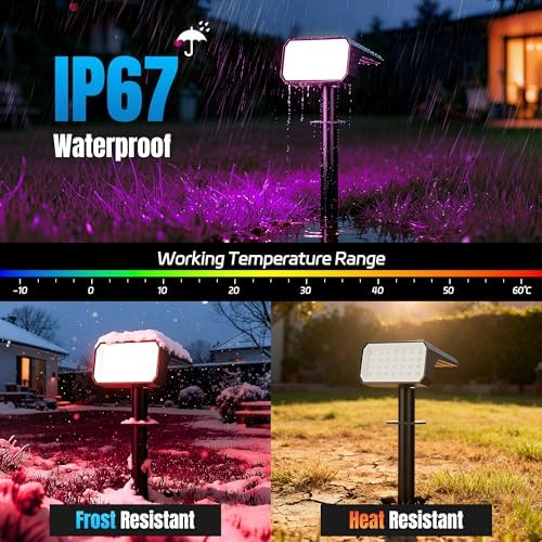 Color Changing Solar Spot Lights Outdoor Waterproof, 6 Pack, 28 LED RGB - Image 5