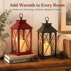 Wallsky Vintage Lanterns Black & Red Indoor Decorative Lanterns Battery - Image 5