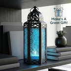 Vela Lanterns Decorative Indoor Moroccan Candle Holder, Blue, M, 3-Pack - Image 2