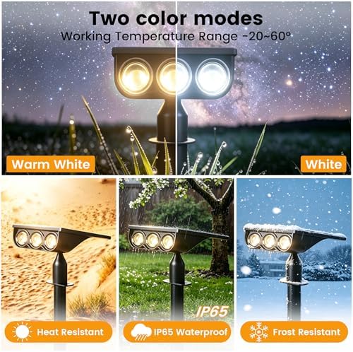 Solar Spot Lights Outdoor Waterproof IP65(4 Pack-White &Warm White) - Image 3