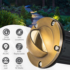 LumStory 4-Pack Brass Well Lights 12V Low Voltage Landscape Lighting LED Landscape Light Outdoor in Ground Lights with MR16 GU5.3 Bulb 5W 3000K Warm White(Beacon Top) - Image 5