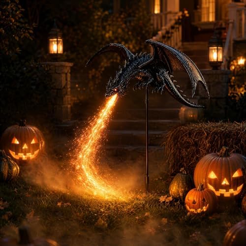 Solar Dragon Fire Garden Light,2027 New Gothic Winged Dragon Stake Light - Image 2
