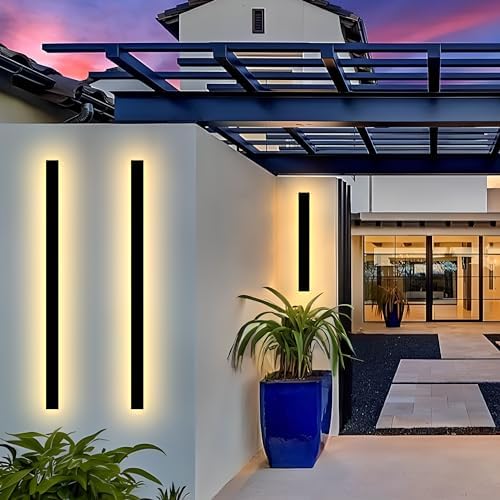 Outdoor Wall Light LED Long Wall Sconce 11.82in Ip65 Waterproof Black Modern Outdoor Lights 3000k 9W Metal Exterior Light Fixture for Porch Light Patio Front Door Yard Garden Villa Living Room - Image 2