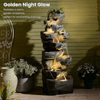 Sunlinua 58" H Cascading Realistic Rock Outdoor Water Fountain with 7 Tiers - Image 2