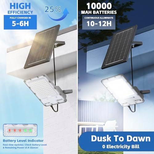 200W Solar Flood Light Outdoor 40000LM 6500K LED Solar Street Light with Remote, IP66 Waterproof Dusk to Dawn Outdoor Security Lighting, 13FT Cable Splitted Solar Powered Lamp for Parking Lot Garage - Image 3