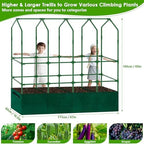 Large Cucumber Trellis for Climbing Plants with Grow Bag, 67"×65"×16.5" Metal Garden Trellis for Raised Bed with Garden Netting and Plant Clip Plant Ties for Vegetables, Squash, Pea, Grape, Tomato - Image 2