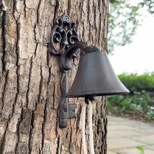 Hangable Dinner Bell Outdoor Cast Iron Vintage Wall Mounted Meal & Call Bel - Image 2