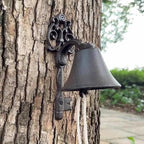 Hangable Dinner Bell Outdoor Cast Iron Vintage Wall Mounted Meal & Call Bel - Image 2