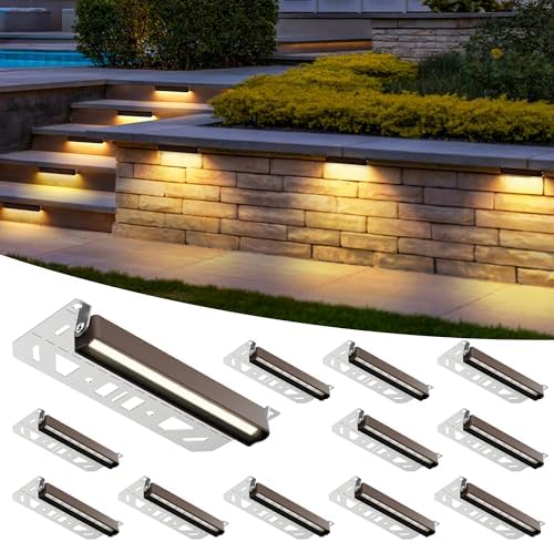 Retaining Wall Lights, Low Voltage Landscape Outdoor Step Lighting 12 Pack by AUDERWIN